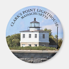 Imã Clarks Point Lighthouse Massachusetts Round Magnet