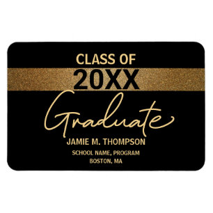 Ímã Classe de anúncio do Formando Dourado preto de 202