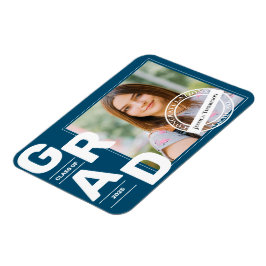 Ímã Classe de Graduação de Foto Azul com Fonte Azul 20