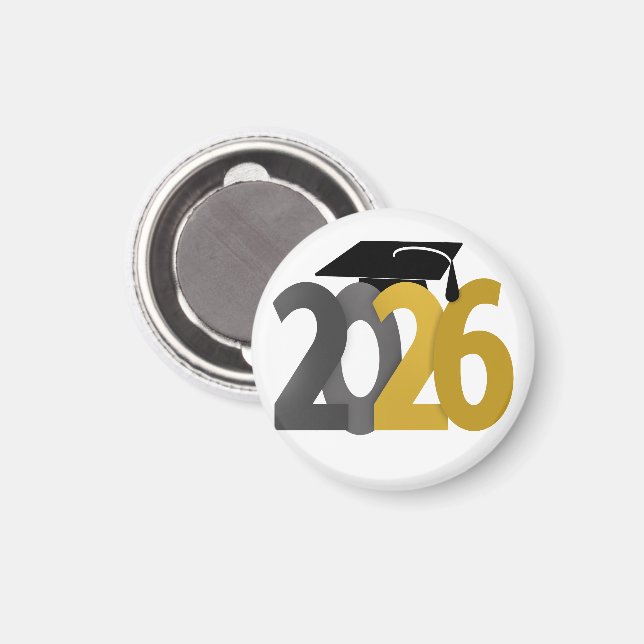 Imã Classe Dourada e Cinza de graduação de 2026 (Front/Back)