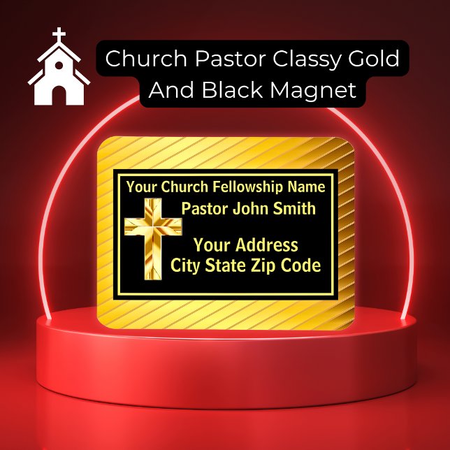 Ímã Classe Pastoral da Igreja Dourado e Preto (PLEASE NOTE: The foil elements are simulated and will not be used in the making of this product.)