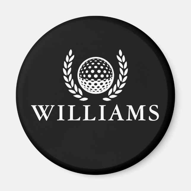 Imã Classic Black And White Personalized Name Monogram (Frente)