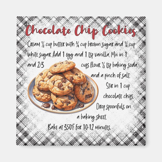 Imã Classic Chocolate Chip Cookie Recipe Kitchen Decor (Frente)