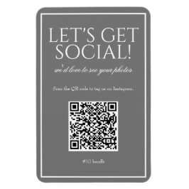 Ímã Classic Simple Gray QR Code Social Media Magnet