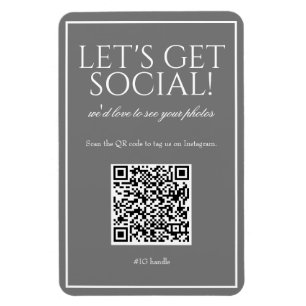 Ímã Classic Simple Gray QR Code Social Media Magnet