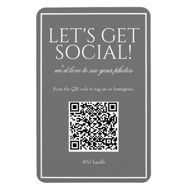 Ímã Classic Simple Gray QR Code Social Media Magnet (Vertical)