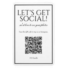 Classic Simple White QR Code Social Media Magnet