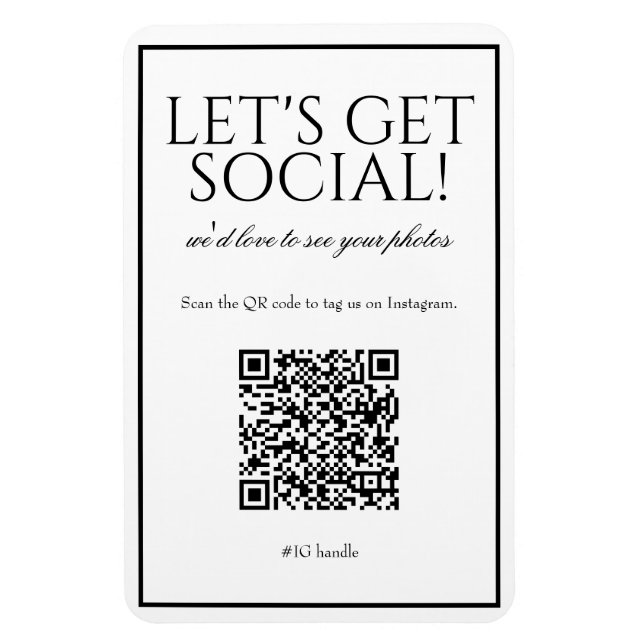 Ímã Classic Simple White QR Code Social Media Magnet (Vertical)