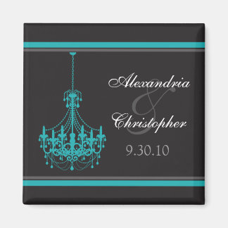 Imã Clássica Chandelier Wedding Favor Magnet (aqua)