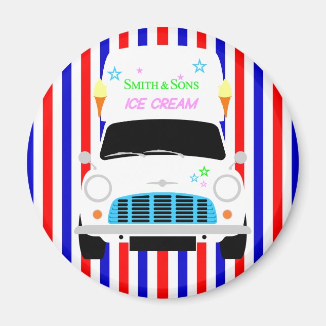 Imã Clássico Austin Mini sorvete Van (Frente)