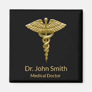 Imã Clássico Caduco Dourado Médico em Preto - Magnet