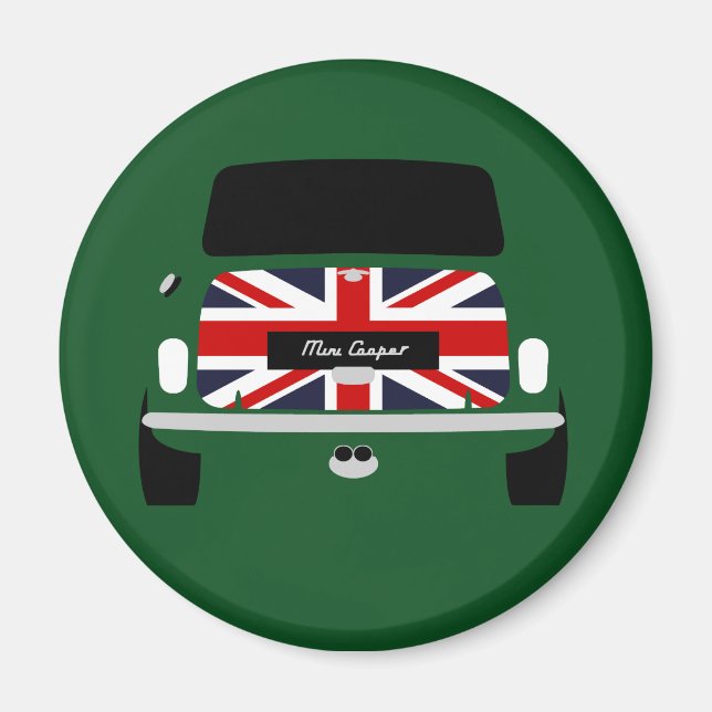 Imã Clássico carro verde da Corrida Britânica Mini Coo (Frente)