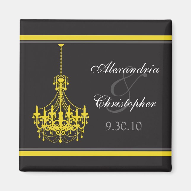 Imã Clássico Chandelier Wedding Favor Magnet (amarelo) (Frente)