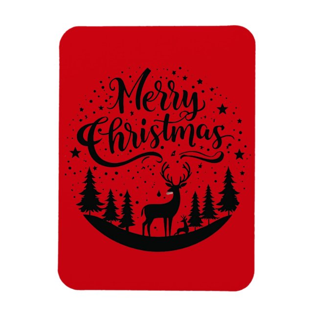 Ímã Clássico, Feliz Vestido de Natal e Design de Árvor (Vertical)