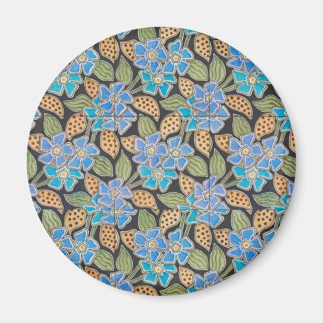 Imã Clássico Floral Clássico Azul-Flor Elegante (Frente)