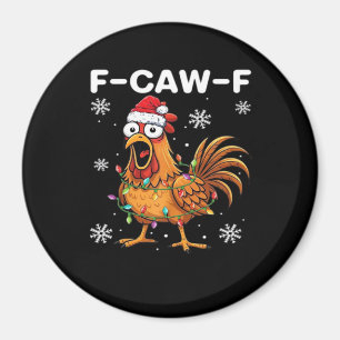 Imã Clássico Galo de Natal F-Caw-F Engraçado