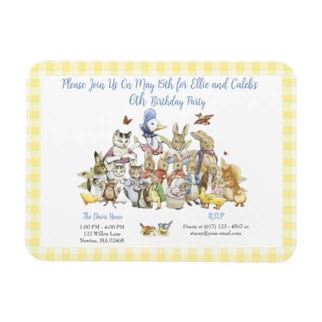 Ímã Clássico Peter, o Convite de aniversário do Coelho (Horizontal)