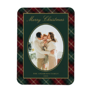 Ímã Clássico Plaid Foto de Família Natal Elegante