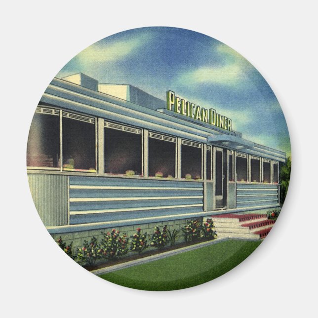 Imã Clássico Restaurante Retro dos Anos 50 Pelican Din (Frente)