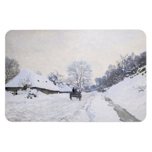 Ímã Claude Monet - Carroça na Estrada Nevada em Honfle