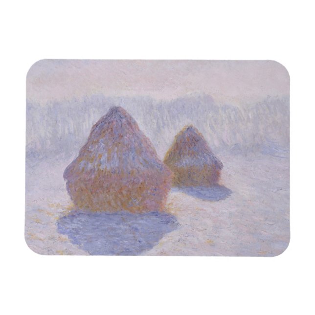 Ímã Claude Monet | Haystacks Efeito da neve e do sol (Horizontal)