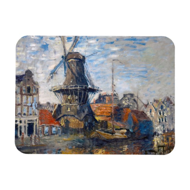 Ímã Claude Monet - Moinho de vento, Amsterdã  (Horizontal)
