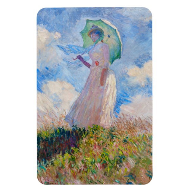 Ímã Claude Monet - Mulher com Guarda-Sol virada para a (Vertical)