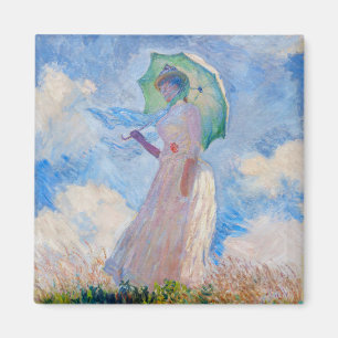 Imã Claude Monet - Mulher com Guarda-Sol virada para a