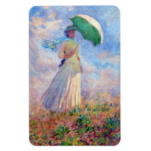 Ímã Claude Monet - Mulher com Guarda-Sol virada para a