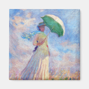Imã Claude Monet - Mulher com Parasol virada para a di