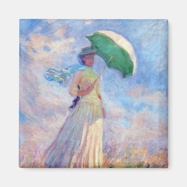 Imã Claude Monet - Mulher com Parasol virada para a di (Frente)