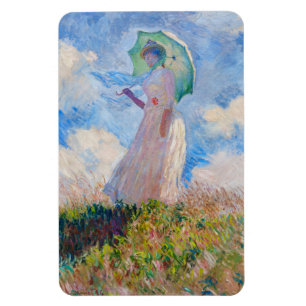 Ímã Claude Monet - Mulher com Parasol virada para a es