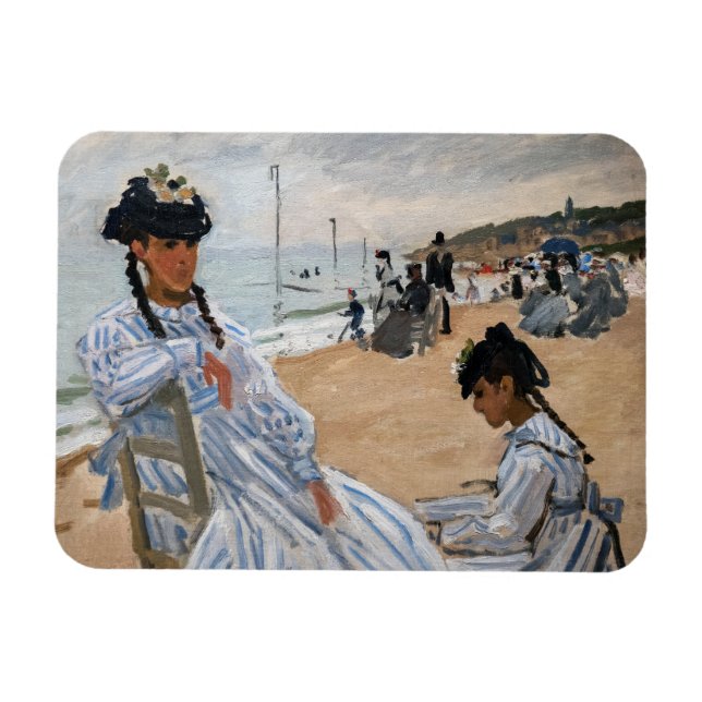 Ímã Claude Monet - Na praia em Trouville (Horizontal)