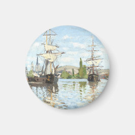 Imã Claude Monet. Navios a voar no Sena em Rouen