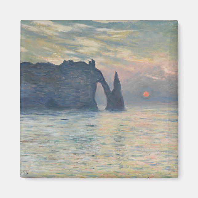 Imã Claude Monet - The Cliff, Étretat, Sunset (Frente)