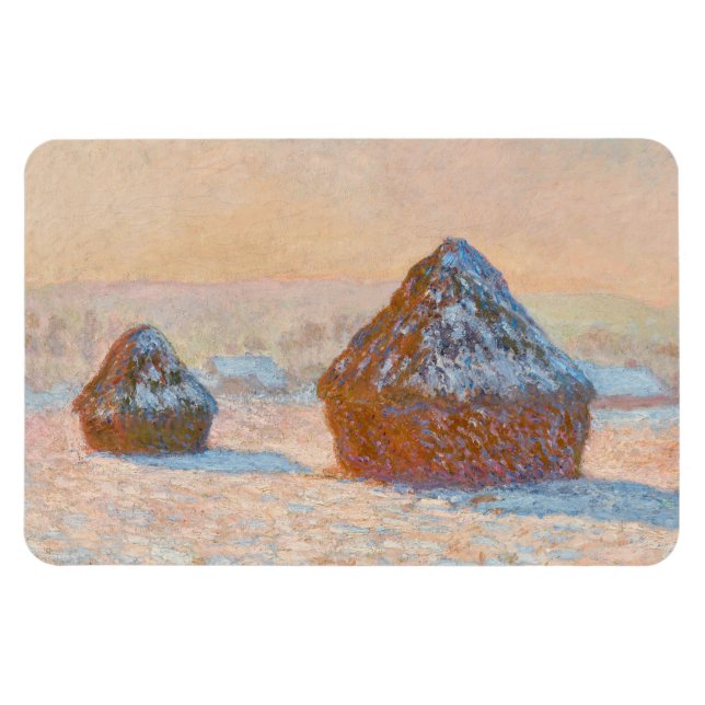 Ímã Claude Monet - Wheatstacks, Efeito da Neve, Manhã (Horizontal)