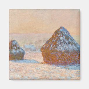 Imã Claude Monet - Wheatstacks, Efeito da Neve, Manhã