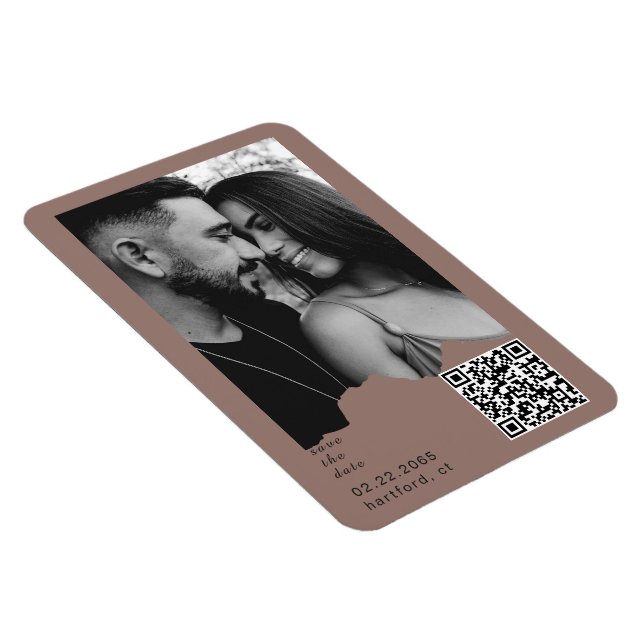 Ímã Clay Blush Couple Photo QR Code Wedding  (Lado Direito)