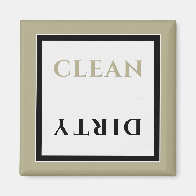 Imã Clean/Dirty Dishwasher Magnet | Sage Black & White (Frente)