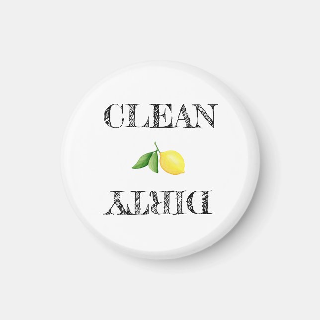 Imã Clean Dirty Lemon Modern Text Dishwasher  (Frente)