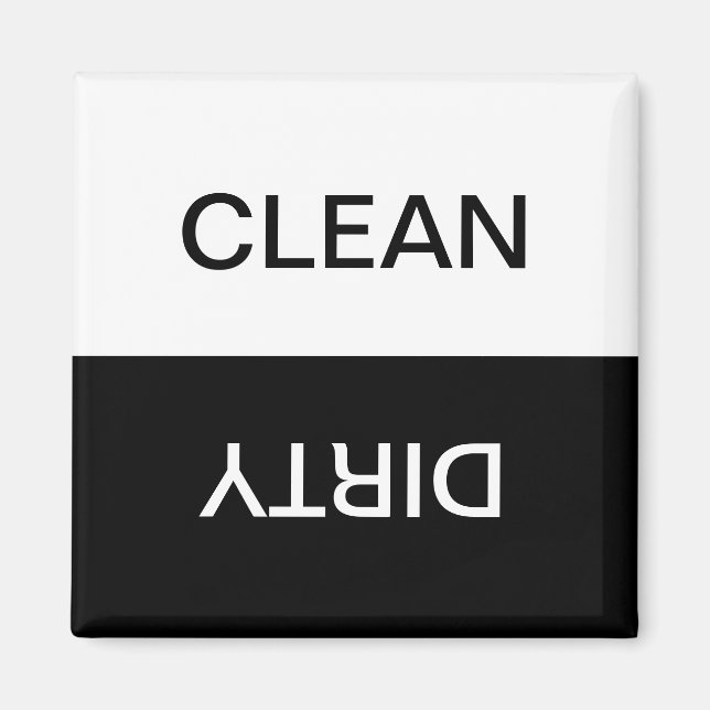 Imã Clean Dirty minimal black and white dishwasher  (Frente)