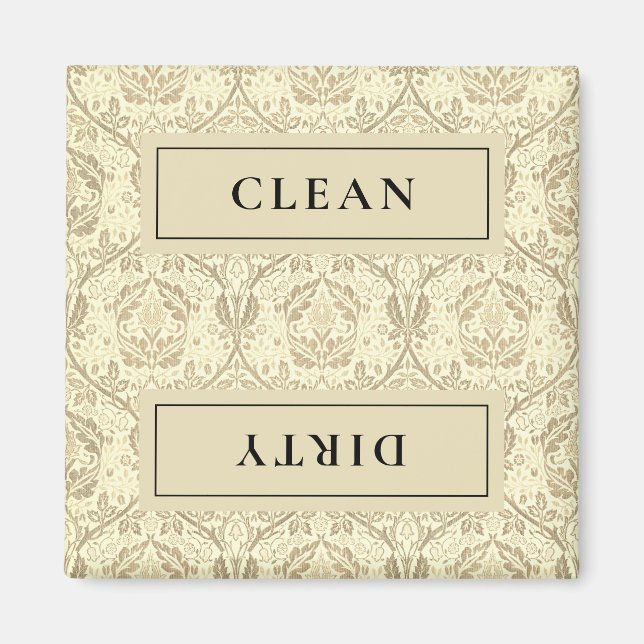 Imã CLEAN DIRTY Sepia Tan Floral Dishwasher (Frente)