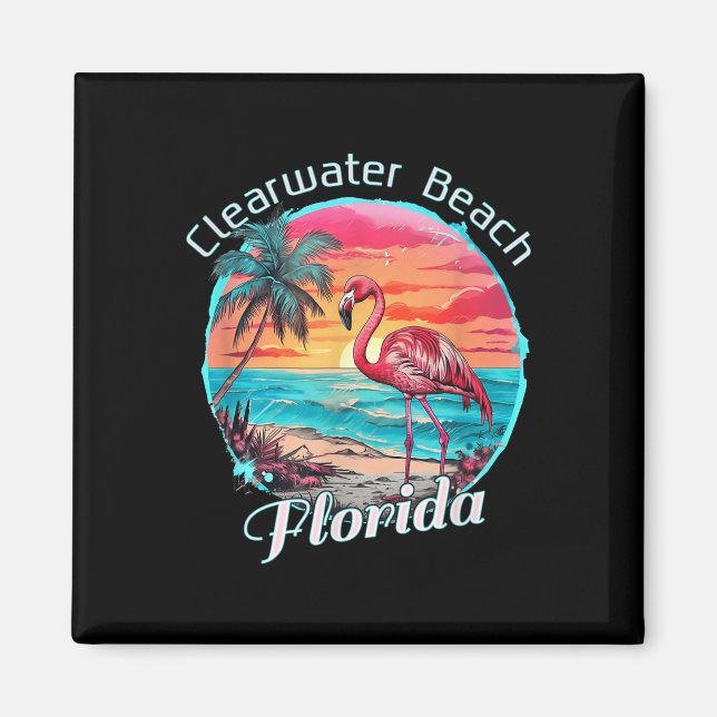 Imã Clearwater Beach Florida Beach Flamingo Tropical S (Frente)