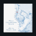 Imã Clearwater Beach, Flórida, Mapa de Casamento, Favo<br><div class="desc">Encomenda rápida e fácil! Esses imãs de mapas Clearwater Beach, na Flórida, são favores perfeitos de casamento para receber seus convidados de destino com bolsas de boas-vindas, ou personalizá-los para sua festa de casamento. O coração está sobre Clearwater Beach, mas você pode mover o coração clicando em "Editar usando a...</div>