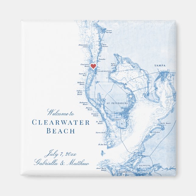 Imã Clearwater Beach, Flórida, Mapa de Casamento, Favo (Frente)