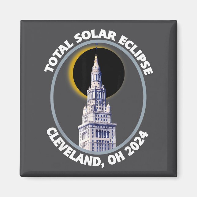 Imã Cleveland Ohio 2024 Caminho do Eclipse Solar Total (Frente)