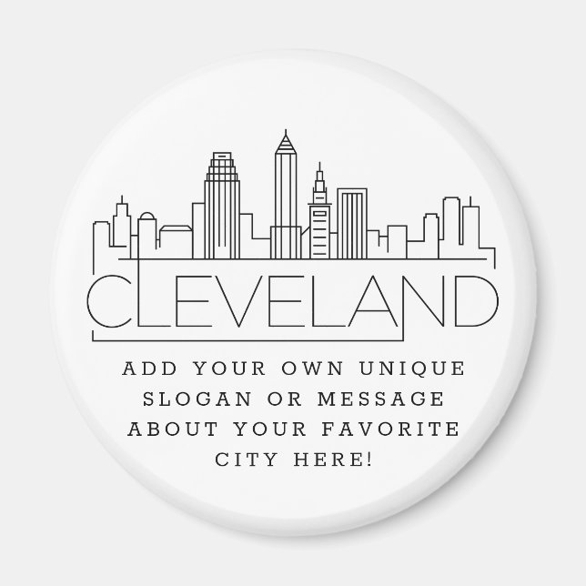 Imã Cleveland Themed | Mensagem de Cidade Personalizad (Frente)