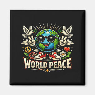 Imã Clic Vintage Mundo Paz Mensagem Amável Inspiradora