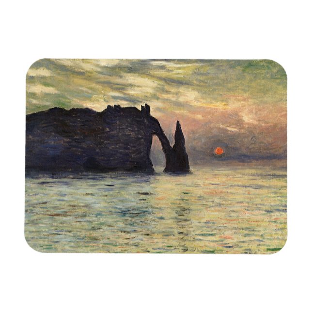 Ímã Cliff Etretat, Sunset de Claude Monet (Horizontal)