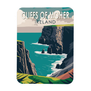 Ímã Cliff of Moher Ireland Viagem Art Vintage